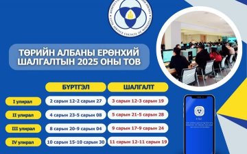 2025 ОНЫ ЕРӨНХИЙ ШАЛГАЛТЫН ТОВ ЗАРЛАГДЛАА