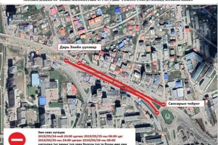 Сансарын тойргоос Дарь эхийн уулзвар хүрэх замыг түр хаана