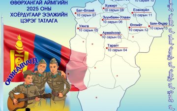 2025 ОНЫ 2 ДУГААР ЭЭЛЖИЙН ЦЭРЭГ ТАТЛАГА 10 ДУГААР САРЫН 09-НИЙ ӨДӨР МАНАЙ СУМАНД ЗОХИОН БАЙГУУЛАГДАНА.
