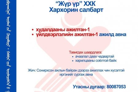 ДАРААХ АЖЛЫН БАЙР ЗАРЛАГДЛАА