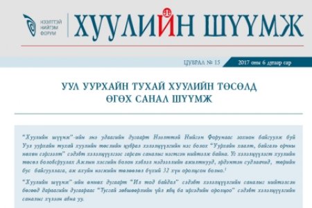 УУЛ УУРХАЙН ТУХАЙ ХУУЛИЙН ТӨСӨЛД ӨГӨХ САНАЛ ШҮҮМЖ