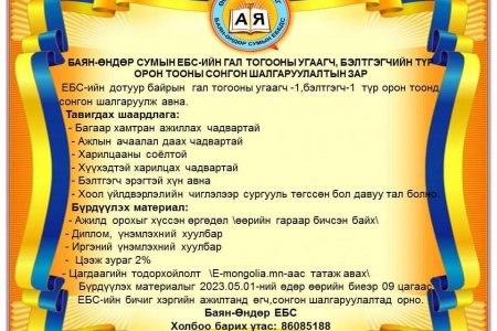 Угаагч, бэлтгэгч түр орон тоонд ажилтан авна.