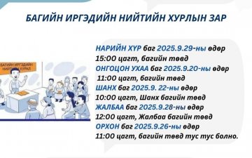 БАГИЙН ИРГЭДИЙН НИЙТИЙН ХУРЛЫН ЗАР 