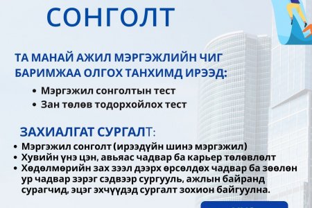 Ажил мэргэжлийн чиг баримжаа олгох сургалт зохион байгуулж байна. 