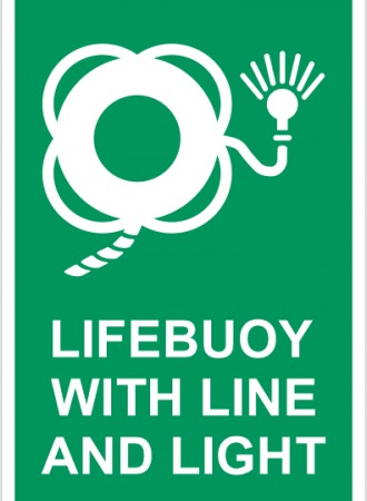 Lifebuoy with line and light sign