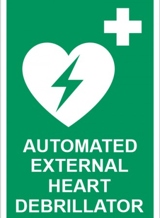 Automated external heart defibrillator sign 