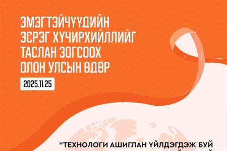 Өнөөдөр эмэгтэйчүүдийн эсрэг хүчирхийллийг таслан зогсоох олон улсын өдөр тохиож байна. 