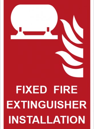 Fixed fire extinguisher installation sign