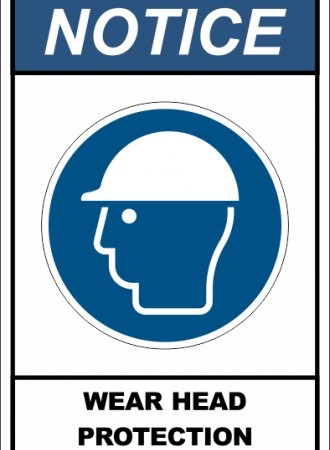 Wear head protection sign