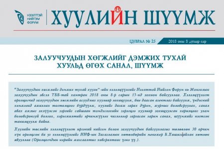 Залуучуудын хөгжлийг дэмжиx тухай хуульд өгөх санал, шүүмж