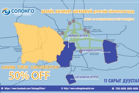 БАГАНУУР,БАГАХАНГАЙ,НАЛАЙХ ДҮҮРЭГ АНХНЫ ҮЗЛЭГ 50% 