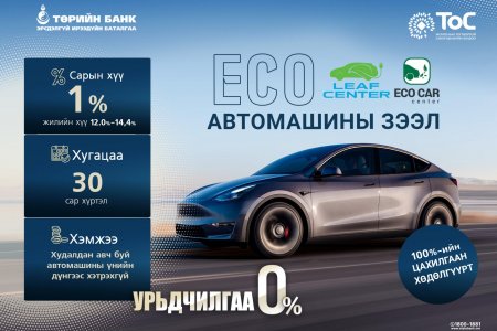 Төрийн банк 100 хувь цахилгаан автомашиныг санал болгож байна