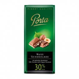 Porta Milk Chocolate 30% cacao, chopped hazelnuts