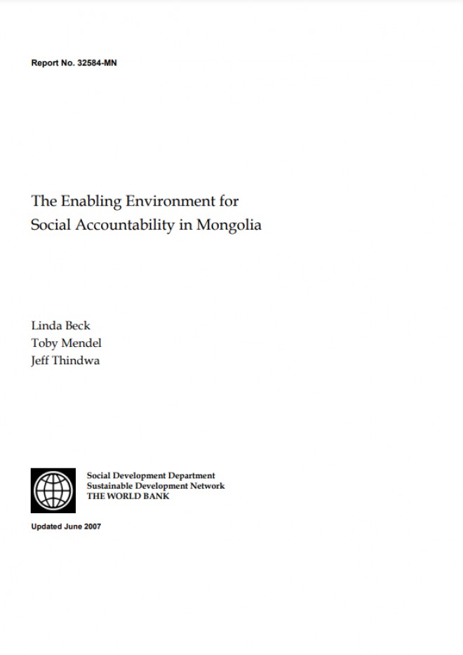 The Enabling Environment for Social Accountability in Mongolia