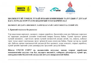 ЦӨЛЖИЛТТЭЙ ТЭМЦЭХ ТУХАЙ НҮБ-ЫН КОНВЕНЦЫН ТАЛУУДЫН 17 ДУГААР  БАГА ХУРАЛД ХҮРГҮҮЛЭХ БОДЛОГЫН ҮЗЭЛ БАРИМТЛАЛ  COPY