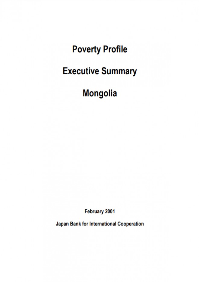 Poverty profile executive summary Mongolia