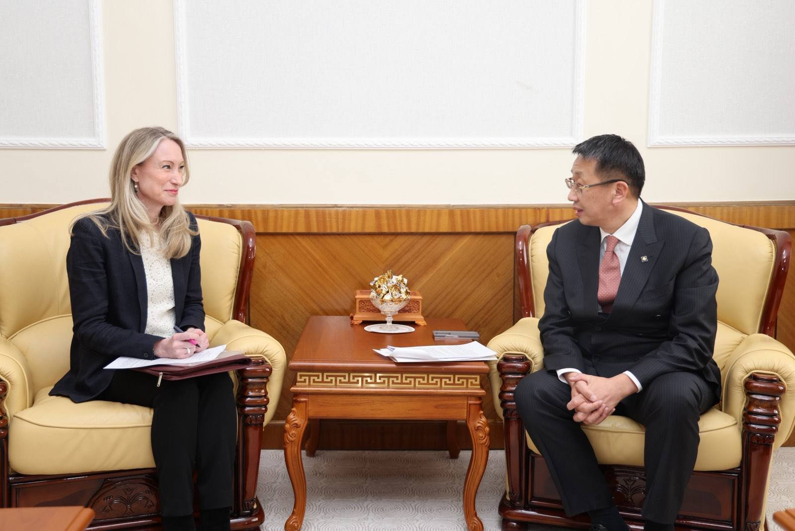 ИХ БРИТАНИ, УМАРД ИРЛАНДЫН НЭГДСЭН ХААНТ УЛСААС МОНГОЛ УЛСАД СУУГАА ОНЦ БӨГӨӨД БҮРЭН ЭРХТ ЭЛЧИН САЙД ФИОНА БЛАЙТТАЙ УУЛЗЛАА