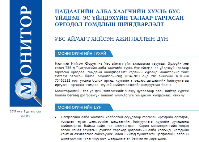 Цагдаагийн алба хаагчийн хууль бус үйлдэл, эс үйлдэхүйн талаар гаргасан өргөдөл гомдлын шийдвэрлэлт