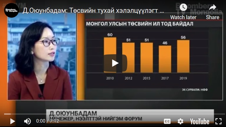 ТӨСВИЙН НЭЭЛТТЭЙ БАЙДЛЫН СУДАЛГАА 2019: МОНГОЛ УЛСЫН ҮНЭЛГЭЭ