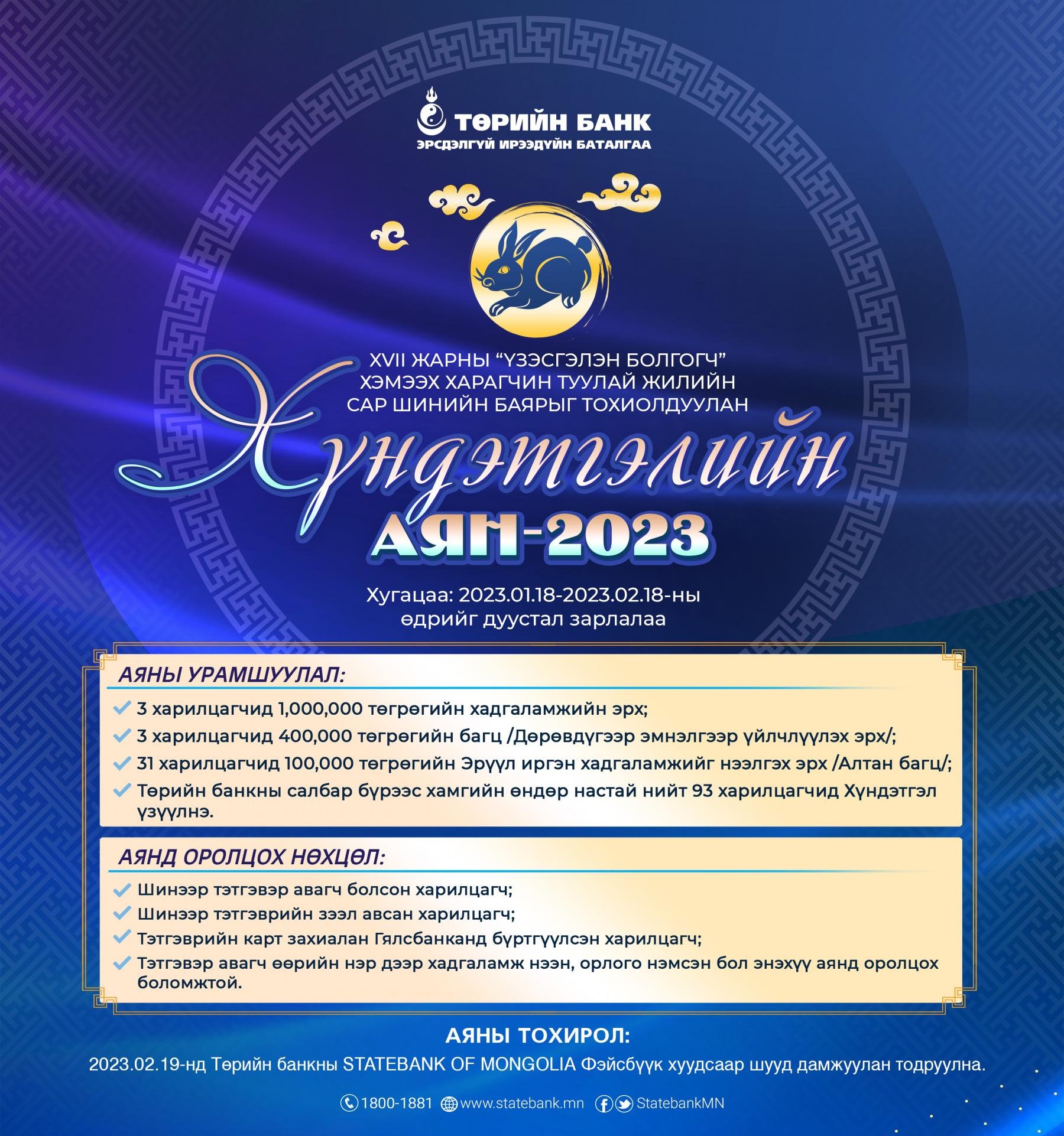Төрийн банк “Хүндэтгэлийн аян-2023” -аа зарлаж байна