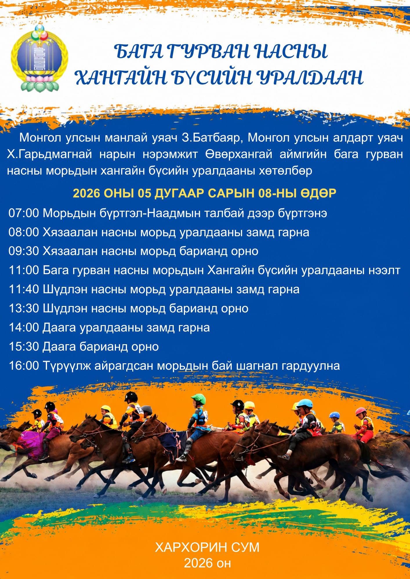 БАГА ГУРВАН НАСНЫ ХАНГАЙН БҮСИЙН УРАЛДААН БОЛНО.