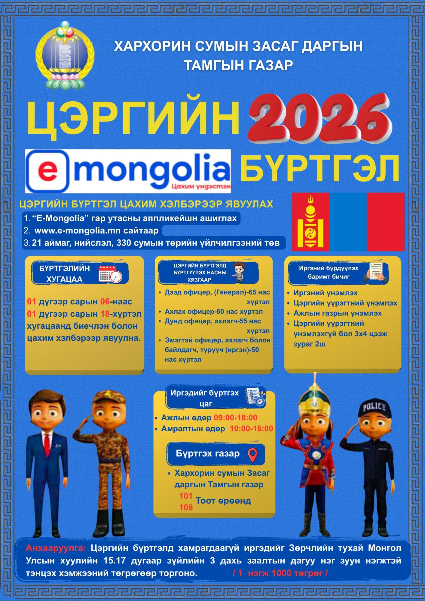 ЦЭРГИЙН БҮРТГЭЛ ЭХЭЛЛЭЭ.