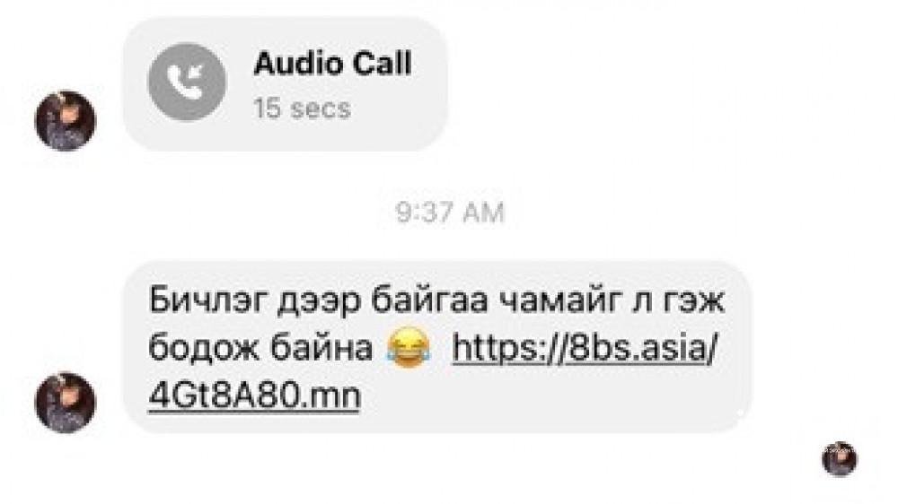 “Бичлэг дээрх хүнийг чамайг л гэж бодлоо” гэх зэрэг холбоос илгээж 40 сая төгрөг залилжээ