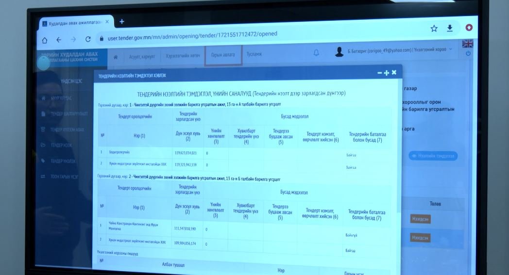Нийт 240 тэрбум төгрөгийн төсөвтэй хоёр багц ажилд тус бүр хоёр оролцогч материалаа ирүүлжээ