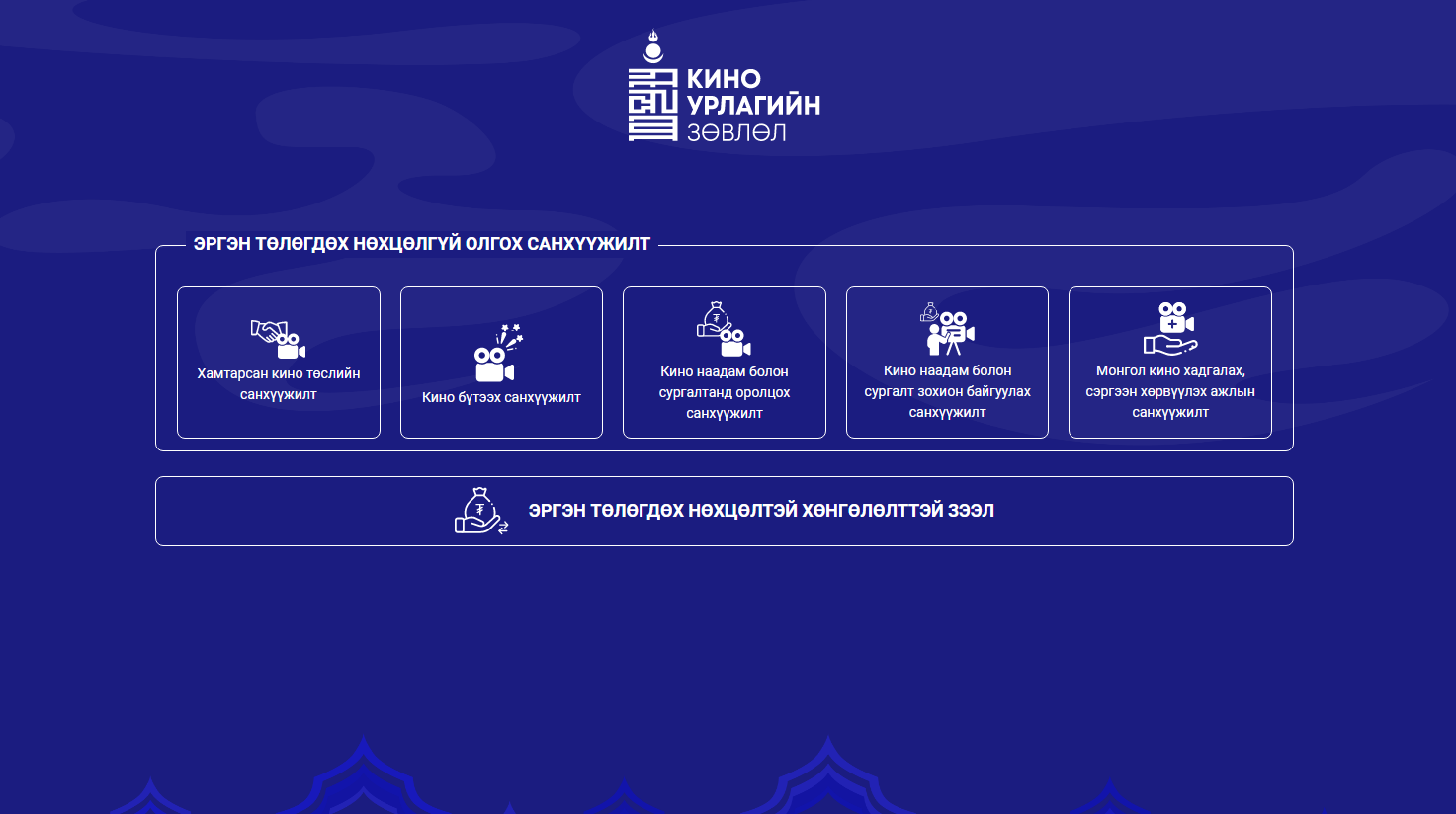 Залуу кино найруулагчийн анхны болон хоёр дахь уран бүтээлд 80 хүртэлх хувийн санхүүгийн дэмжлэг үзүүлнэ