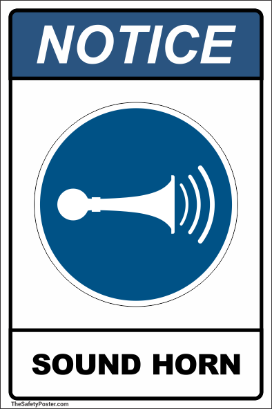 MISC125 Sticker Plastic Sign Sound Horn All Sizes 