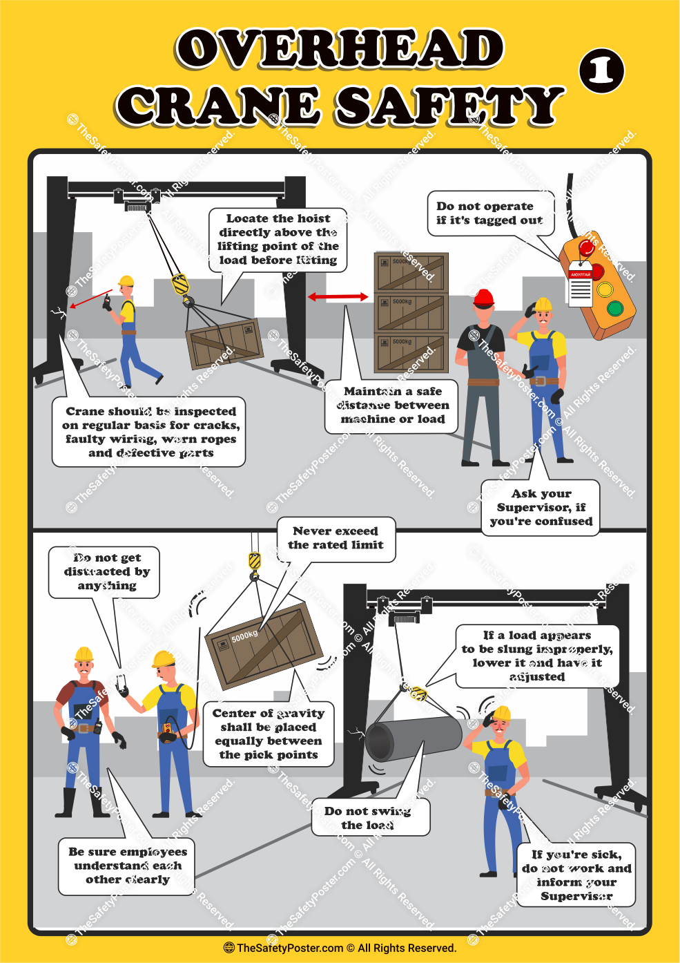 Crane Safety Safety Poster Crane Lifting Safety Cartoon HSCT LLC ...