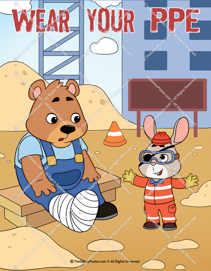 PPE | Personal Protective Equipment | Construction safety poster | Safety  image | Safety picture | Cartoon | HSCT LLC
