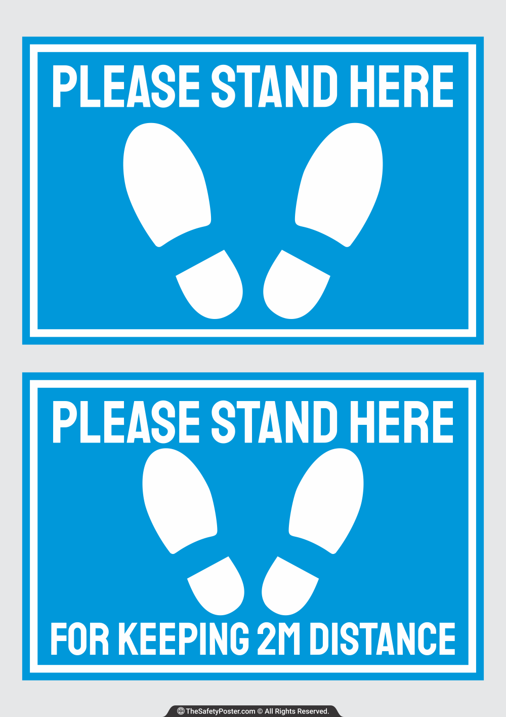 Please stand here floor sign - blue