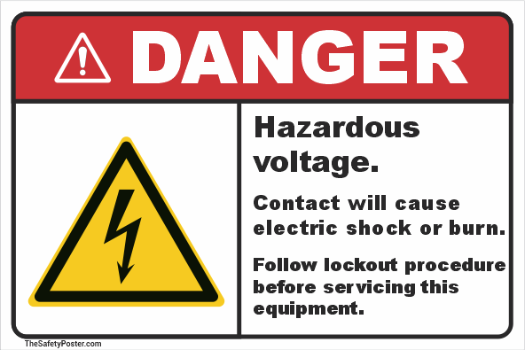 Hazardous voltage. Contact will cause electric shock or burn sign