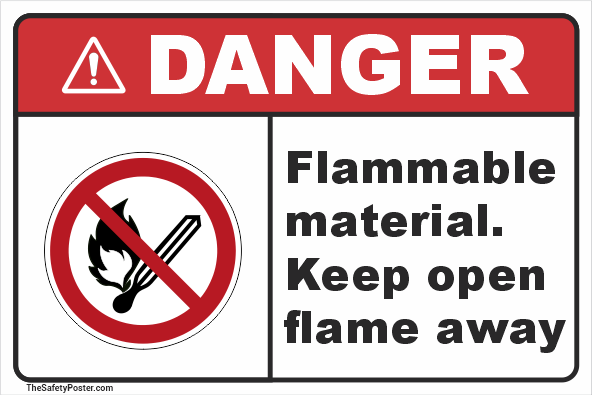 Flammable material. Keep open flame away sign