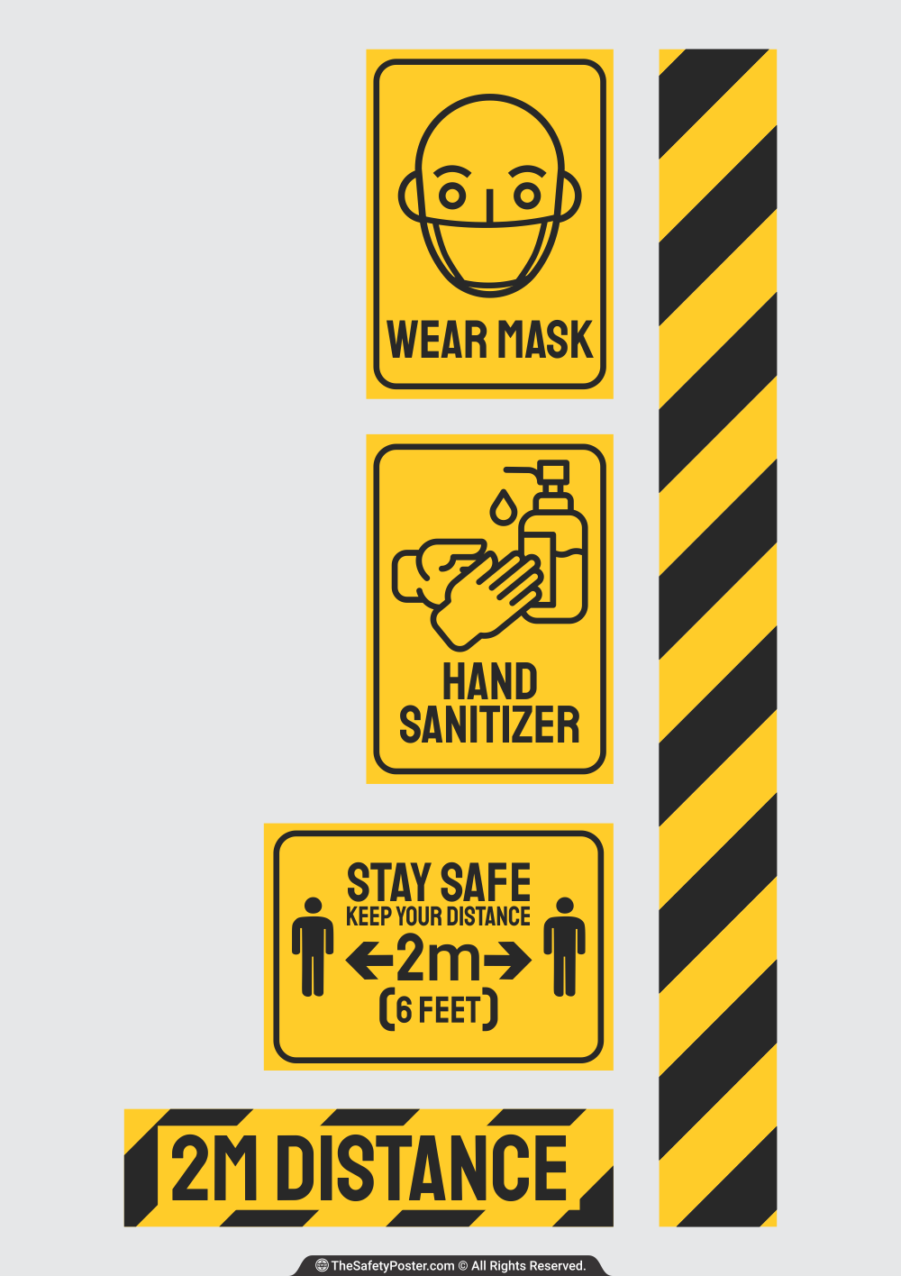 COVID-19 safety sign - Wear mask, Hand sanitizer