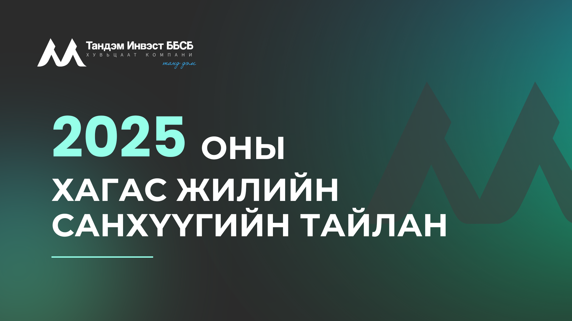 2025 оны хагас жилийн санхүүгийн тайлан