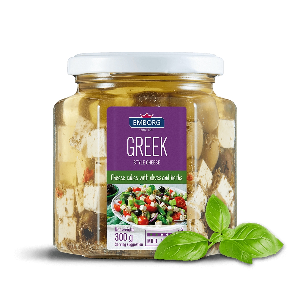 Бяслаг - фета сыр, ногоо, оливтой 300гр - Greek style cheese with olives & herbs cubes FIDM 45%