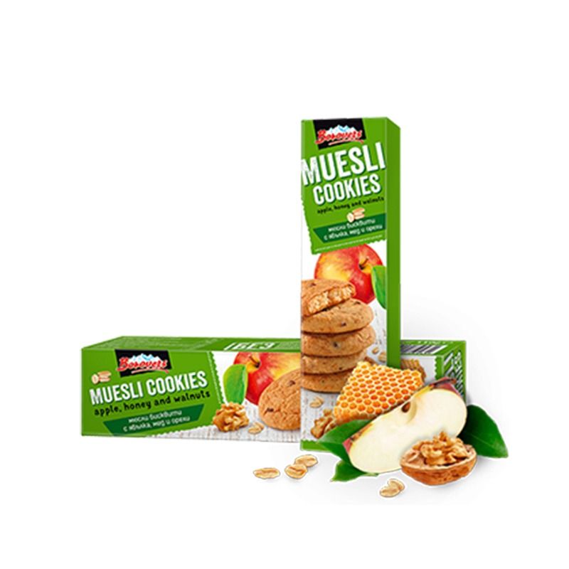 Borovets Muesli Cookies with Apple, honey and walnuts 110гр amtatmall
