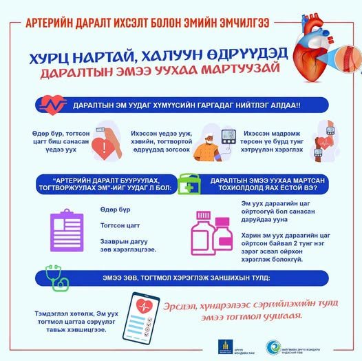 Хурц нартай, халуун өдрүүдэд даралтын эмээ тогтмол уугаарай.