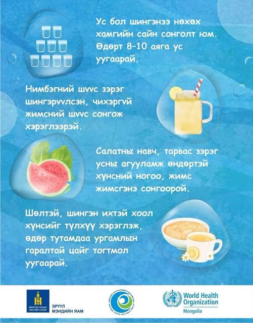 Халуун өдрүүдэд шингэнээ зөв нөхөөрэй!