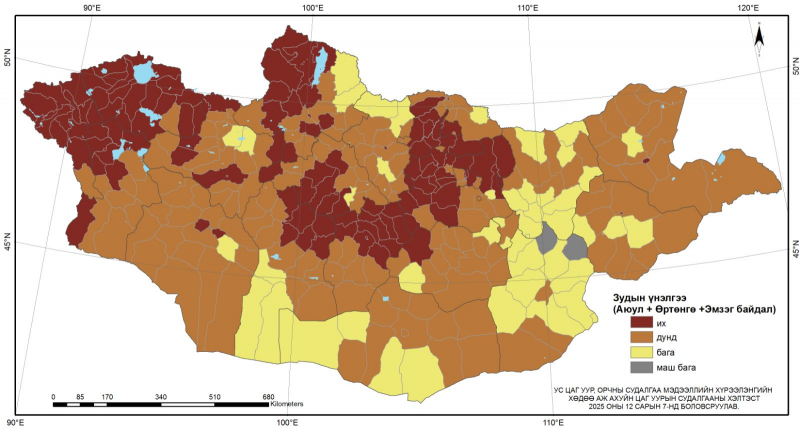 Нийт нутгийн 23 хувьд өвөлжилт хүндрэх эрсдэл "Маш их" байна